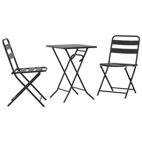 vidaXL Ensemble Bistro Pliable 3 Pièces Anthracite Acier