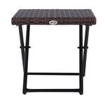 Table basse pliable de jardin style cosy chic dim. 40l x 40l x 40h cm métal époxy résine tressée imitation rotin marron