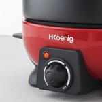 HKoeNIG ALP1800 - Fondue électrique 6 personnes - 2L - 800W - Thermostat réglable 25°C a 190°C - Caquelon amovible - Rouge et noir