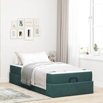 vidaXL Cadre de lit avec matelas Vert foncé 100 x 200 cm Velours