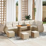 vidaXL Ensemble de canapé de jardin avec coussin 10 Pièces beige et crème