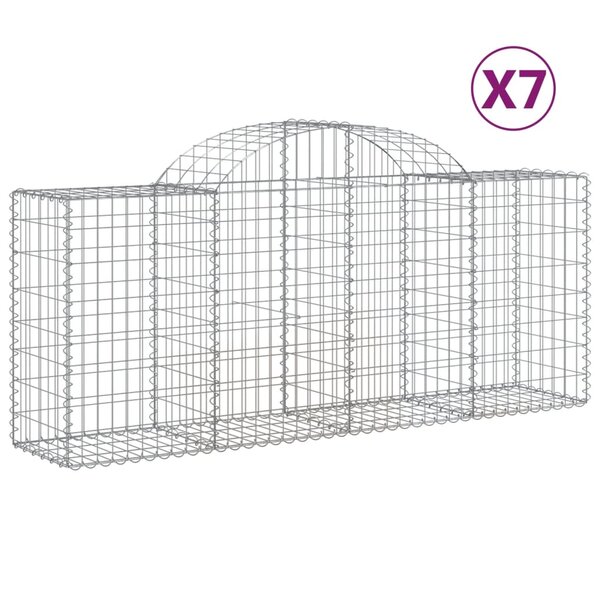 vidaXL Paniers à gabions arqués 7 Pièces 200x50x80/100 cm Fer galvanisé
