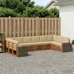 vidaXL Ensemble de canapés d'extérieur 10 Pièces Naturel et Beige