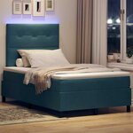 vidaXL Lit à ressort LED avec matelas Bleu foncé 120 x 190 cm tissu