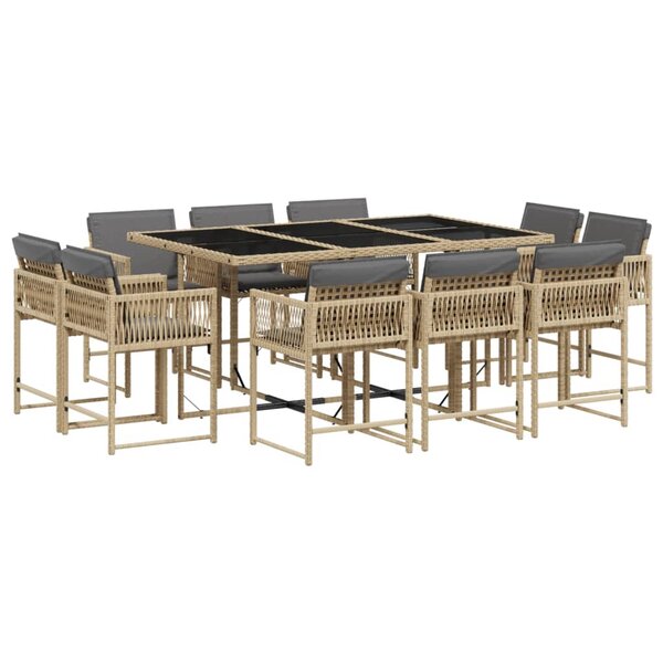 vidaXL Ensemble à manger de jardin et coussins 11 Pièces mélange beige