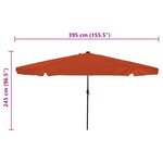 Parasol de jardin vidaXL avec lumières LED ø395x245 cm Terracotta