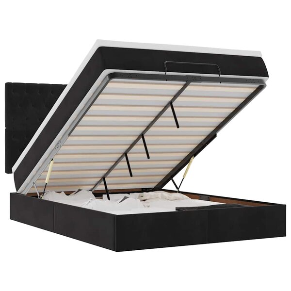 vidaXL Cadre de lit ottoman avec matelas noir 140x190 cm velours
