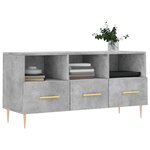 vidaXL Meuble TV gris béton 102x36x50 cm bois d'ingénierie