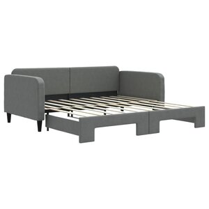 vidaXL Lit de jour avec gigogne sans matelas gris foncé 90x190 cm