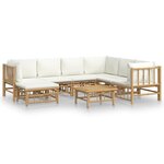 vidaXL Salon de jardin 8 Pièces avec coussins blanc crème bambou