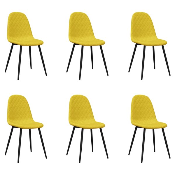 vidaXL Chaises à manger lot de 6 Jaune moutarde Velours