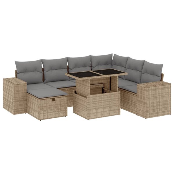 vidaXL Salon de jardin avec coussins 8 Pièces beige résine tressée