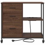 vidaXL Cabinet de Bureau avec roue Chêne marron 76 x 41 x 72 cm