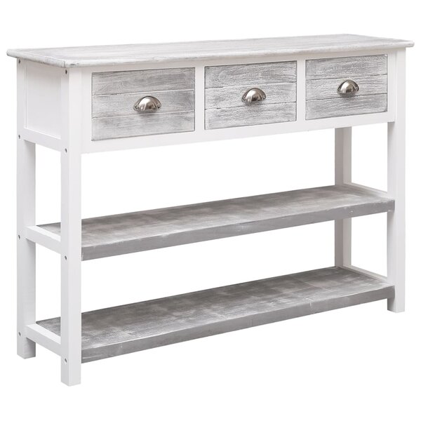 vidaXL Buffet Gris antique 108x30x76 cm Bois de Paulownia massif
