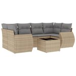 vidaXL Salon de jardin avec coussins 7 Pièces beige résine tressée