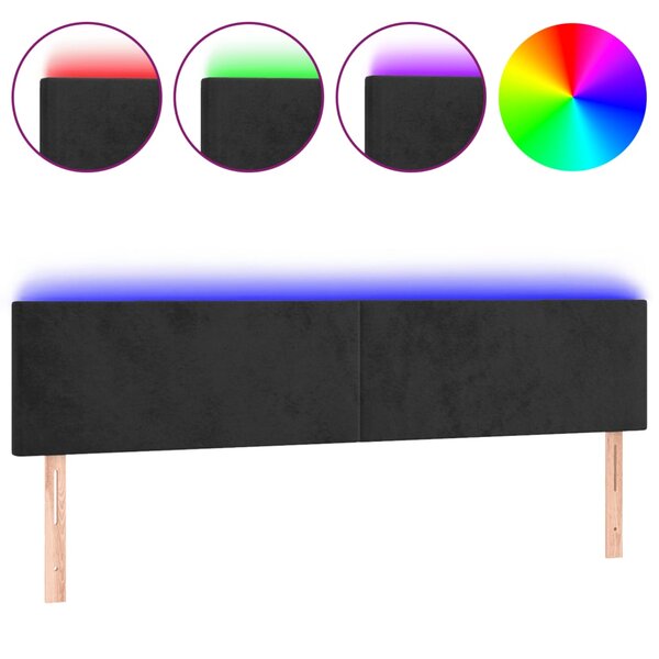 vidaXL Tête de lit à LED Noir 160x5x78/88 cm Velours