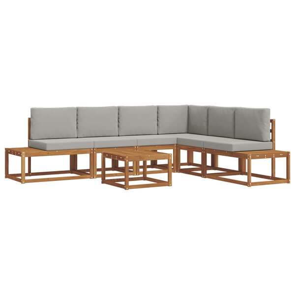 vidaXL 7 pc Ensemble de canapés d'extérieur Gris Naturel et Clair