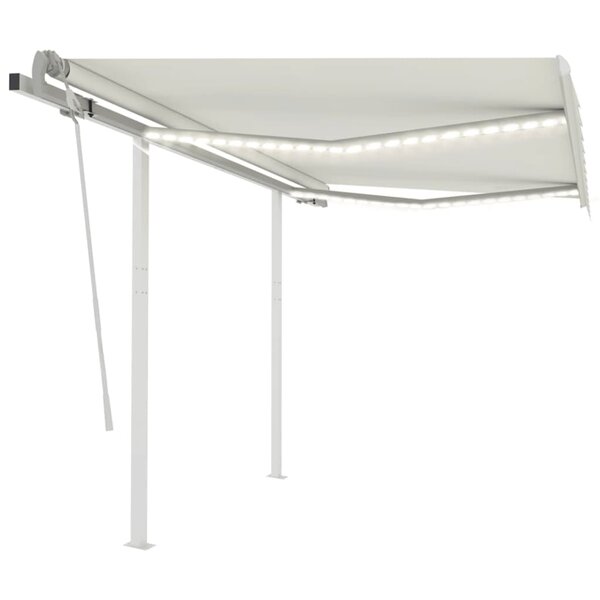 vidaXL Auvent manuel rétractable avec LED 3 5x2 5 m Crème