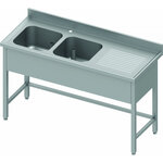 Plonge inox avec renfort - double cuve à droite ou gauche - gamme 600 - stalgast -  - acier inoxydable1800x600 1500x600x900mm