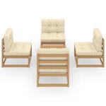 vidaXL Salon de jardin 5 Pièces avec coussins Bois de pin massif