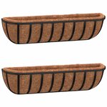 vidaXL Jardinières murales 2 Pièces en coco noir 61x19x16 cm acier