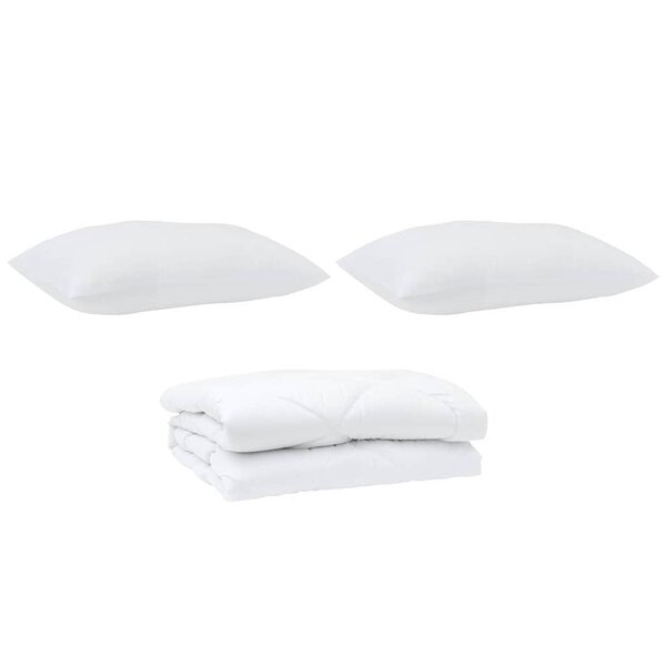 vidaXL Couette avec oreiller 3 Pièces Blanc Microfibre
