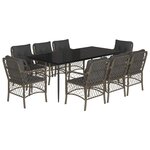 vidaXL Ensemble à manger de jardin 9 Pièces coussins gris résine tressée