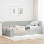 vidaXL Cadre de lit d'angle Gris clair 90 cm x 190 cm Velours