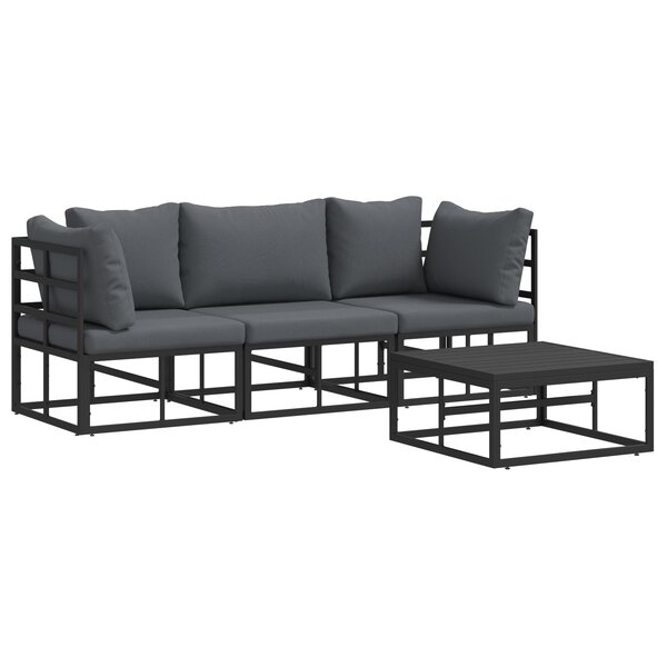vidaXL Ensemble de canapé de jardin 4 Pièces Noir 70 x 70 x 32 cm