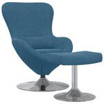 vidaXL Chaise Œuf avec Pouf with Footstool Bleu Velours