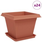 vidaXL Pots de plantes 24 Pièces Rouge brique 43 x 43 x 33 5 cm Plastique
