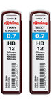 Rotring tikky recharge mines pour porte-mine  0 7mm  hb  lot de 2 étuis de 12 mines
