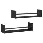 vidaXL Étagère Murale avec étagère 2 Pièces Chêne noir 60 x 16 x 14 cm