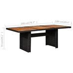 vidaXL Table à dîner de jardin Noir 200x100x74 cm Résine tressée