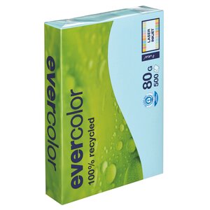Ramette papier couleur recyclé clairefontaine evercolor a4 80 gr - 500 feuilles - bleu clair - lot de 5