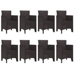 vidaXL Ensemble de salle à manger de jardin de 9 pièces marron poly rattan