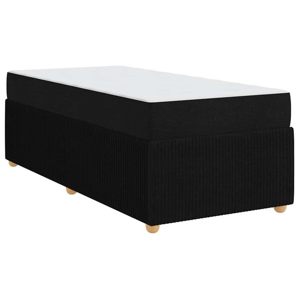 vidaXL Cadre de lit avec matelas Noir 90 x 200 cm tissu
