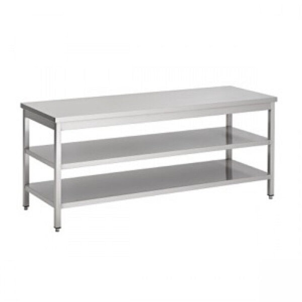 Table inox professionnelle double etagère - gamme 700 - combisteel -  - inox1900x700 2000x700x900mm