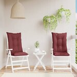 vidaXL Coussins de chaise dossier haut lot de 2 rouge bordeaux mélangé