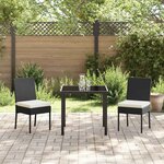 vidaXL Ensemble de salle à manger pour jardin 3 Pièces Noir Poly rotin