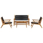 vidaXL Chaises de jardin avec table 4 Pièces Noir 90 x 45 x 40 cm