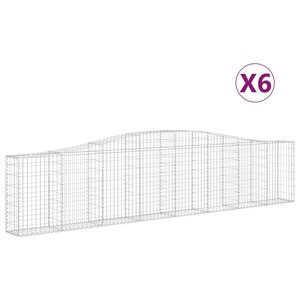 vidaXL Paniers à gabions arqués 6 Pièces 400x30x80/100 cm Fer galvanisé