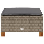 vidaXL Tabouret de jardin et coussin gris 63 5x56x32 cm résine tressée
