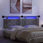 vidaXL Tête de lit suspendue Avec lumière LED Gris foncé Velours