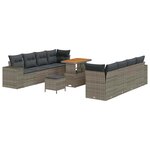 vidaXL Ensemble de canapé de jardin 11 Pièces Gris polyrotin