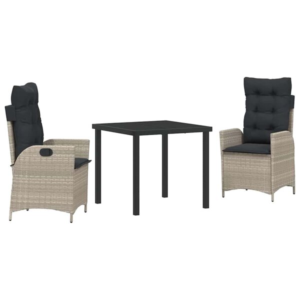 vidaXL Ensemble de salle à manger pour jardin 3 Pièces Gris clair