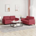 vidaXL Ensemble de canapés 2 Pièces et coussins Rouge bordeaux Similicuir