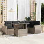 vidaXL Salon de jardin 6 Pièces avec coussins gris clair résine tressée