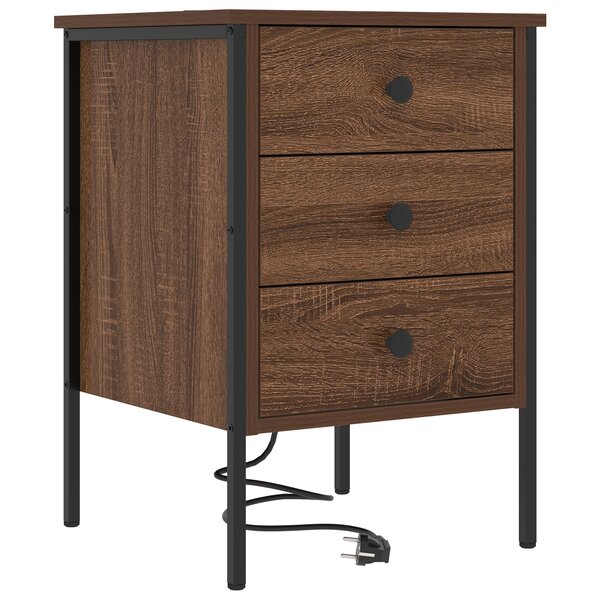 vidaXL Cabinet de chevet avec tiroir Chêne marron 42 x 41 x 61 cm
