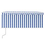 vidaXL Auvent rétractable automatique avec store 3x2 5 m Bleu et blanc
